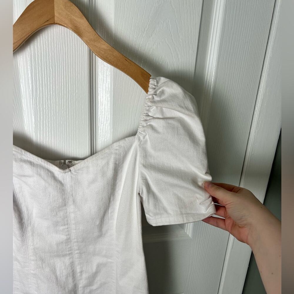 Alice + Olivia Mimi Puff Sleeve Mini Dress in Vintage Sugar 8 - Picture 3 of 7